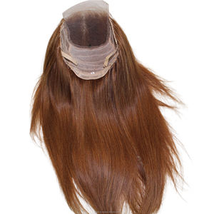 Perruque en cheveux humains blonds en gros, base en soie, 100 % naturelle, style Deep Wave, dentelle transparente, couleur du Vietnam - Product Image 3