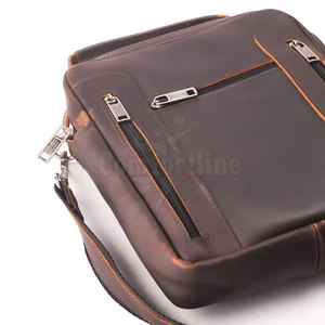 Sac bandoulière en cuir véritable personnalisé, vente en gros, sac messager tendance pour hommes et femmes, idéal pour les voyages et l'usage quotidien - Product Image 3