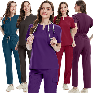 Conjuntos de Uniformes Médicos y de Enfermería Más Vendidos, Unisex, con Logotipo Personalizado, para Profesionales Clínicos, al por Mayor, en Tela de Felpa de Spandex/Poliéster, Uniformes Sencillos - Product Image 3