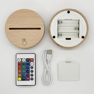 RGB <b>USB</b> LED <b>Light</b> Base Remote Control Wooden Touch Display Stand Dimmable Warm White <b>Night</b> <b>Light</b> - Product Image 4