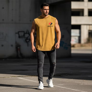 Camiseta Deportiva de Algodón para Hombre, sin Mangas, para Gimnasio, Ejercicio, Tejida, Ligera, Transpirable, Ropa Deportiva - Product Image 2