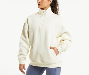 Sudaderas y Hoodies de Mujer de Estilo Moderno, Fabricante Personalizado, Sudaderas de Forro Polar de Alta Calidad con Media Cremallera y Manga Larga Bordadas - Product Image 2
