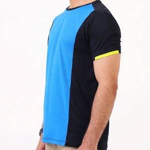 เสื้อยืดคอกลมแขนสั้นสีน้ำเงินดำล้วนสำหรับผู้ชาย ทรงปกติ ผ้าถักโพลีเอสเตอร์ ระบายอากาศ แห้งเร็ว สไตล์ลำลอง - Product Image 3