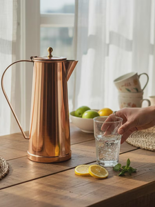 Handmade Heavy Gauge Copper Pitcher Tall Copper <b>Water</b> <b>Kettles</b> <b>Water</b> Jug, Gift, Copper Pitcher Vase - Product Image 2