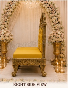 เก้าอี้บัลลังก์งานแต่งงานสีเหลืองสำหรับเจ้าบ่าวเจ้าสาว ขายส่งสำหรับโรงแรม เก้าอี้บัลลังก์หรูหราสำหรับงานอีเว้นท์ - Product Image 4
