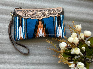 Bolso de mano de cuero con herramientas azteca tradicional occidental para mujer, bolso de hombro con cremallera de nailon colorido, conjunto combinado de embrague único - Product Image 4