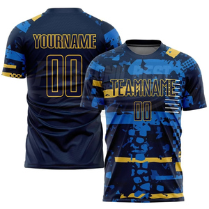 Conjunto de Camiseta de Fútbol Personalizada con Degradado Azul y Rojo, Manga Corta para Hombre, Poliéster que Absorbe la Humedad, Uniformes de Equipo para Todas las Temporadas - Product Image 3