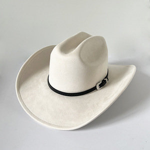 Sombrero de vaquero de invierno al por mayor, de ala ancha, de ante vegano, con cinturón - Product Image 1