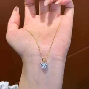 Collar con colgante de moissanita brillante de alta calidad con corte de corazón para mujer, plata 925 chapada en oro amarillo, regalo romántico. - Product Image 5