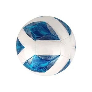 ลูกฟุตบอลโปรโมชั่นแบบกำหนดเอง สีขาวน้ำเงิน สำหรับฝึกซ้อมและแข่งขัน ทนทาน อุปกรณ์กีฬา - Product Image 1