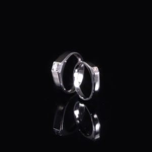 AMBER JEWELS Modern Geometric Wedding Bands 14K Solid <b>Gold</b> Lab Grown Diamond Prong Setting Channel <b>Set</b> IGI Certified <b>Rings</b> - Product Image 3