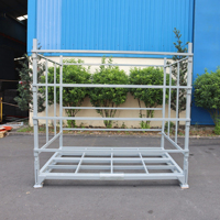 Palette en acier pliable avec structure robuste et capacité de charge élevée, idéale pour le stockage en entrepôt