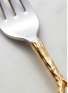 Ensemble de couverts en métal à motif floral avec poignées dorées, lavable au lave-vaisselle, couverts de mariage, cuillère, fourchette, couteau en acier inoxydable - Product Image 2