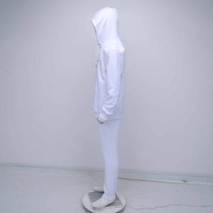 Chándal con capucha para hombre de primera calidad con logotipo personalizado, fabricado en algodón blanco con logotipo bordado en el pecho. - Product Image 4