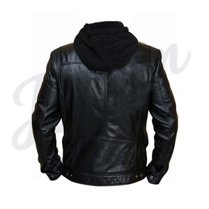 Chaqueta de Cuero para Hombre con Logotipo Personalizado, Chaqueta de Motero de Invierno de Primera Calidad, Abrigo de Cuero de Invierno al por Mayor, Proveedor Mayorista - Product Image 3