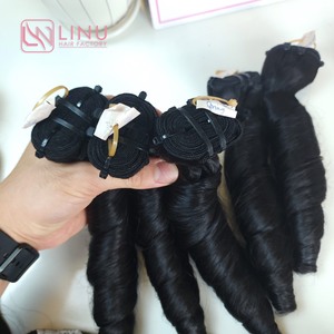 Precio de fábrica 100% Peluca de encaje de Trama humana vietnamita virgen cruda rizo de primavera Color negro Natural extensiones de cabello súper doble dibujado - Product Image 6