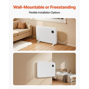 Stufa Elettrica a Pannello da 1500W, Portatile con Supporto e Design per Montaggio a Parete, Controllo Remoto Touch, Riscaldatore a Convezione - Product Image 6