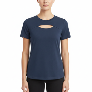 Summer Women Quick Dry Stretch T <b>Shirt</b> Poly Cotton Blend Combed Short Sleeve O Neck Daily Wear Top - Product Image 1