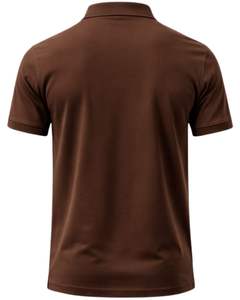 Polo en coton marron foncé pour homme avec col demi-zip, coupe ajustée, manches courtes, tenue décontractée d'été, fabricant OEM, approvisionnement en gros - Product Image 2