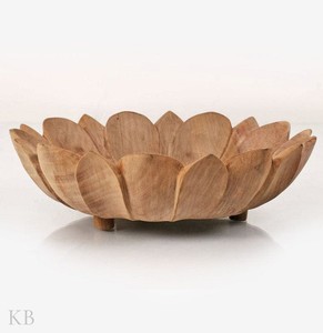 Bol de service en bois de luxe moderne pour salades, fruits, soupes, collations, vaisselle de qualité supérieure, bol de service en forme de fleur pour ustensiles de cuisine - Product Image 1
