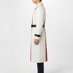 <b>Men's</b> Fashion Leather <b>Long</b> Coat <b>Men</b> Leather Waist Belt Leather Trench Coat <b>Mens</b> Button Double Breasted Leather Coat - Product Image 3