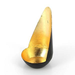 Abstract tealight candle holder black and gold tabletop decor <b>accessory</b> for warm ambient lighting modern stylish home interior - Product Image 3