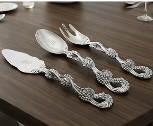Elegant Curved Handle Silver Finished Salad <b>Server</b> Suitable for Tableware and Special Occasions Gifting Purpose From India - Product Image 1