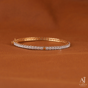 AARVA JEWELS Rhodium Plated <b>Silver</b> Moissanite Hiphop Tennis <b>Bracelet</b> Round Brilliant Cut Bezel Setting Women's Luxury <b>Bangle</b> - Product Image 1