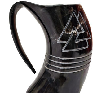 Chope à boire viking artisanale en corne de bœuf naturelle, design incurvé, style vintage, verre à bière, coupe à hydromel, cadeaux - Product Image 1