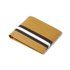 High Quality Luxury Men's Rfid Genuine Leather Card <b>Holders</b> Short Bifold Yellow <b>Wallets</b> Custom Logo Open Closure Wholesale Brand - Product Image 1