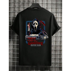 Camiseta de Cuello Redondo de Alta Calidad 100% Algodón, Camiseta Vintage Extra Grande, Impresión de Logotipo Personalizada, Camisetas Casuales Lisas para Hombre - Product Image 1