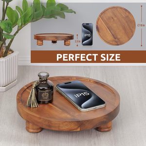 Wooden Display Riser Plant Stand for Kitchen Countertop <b>Rustic</b> Wood Pedestal <b>Shelf</b> for Plants Bathroom Vanity Organizer Farm - Product Image 6
