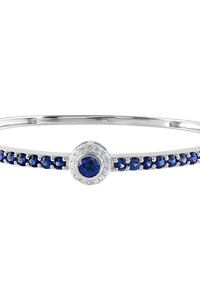 Brazalete de Diamantes y Zafiro Azul en Plata de Ley 92.5 KLSB-20438 - Product Image 3