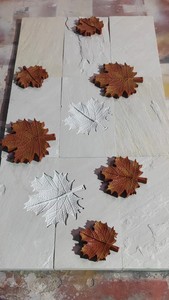 Panneau mural en pierre de grès sculptée en forme de feuille, art mural 3D en pierre naturelle, personnalisable pour les hôtels modernes, les salles à manger et les salons - Product Image 2