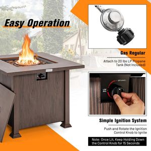 Tavolo con Braciere Quadrato da 32 Pollici, 50.000 BTU, con Coperchio e Rocce Laviche - Product Image 4