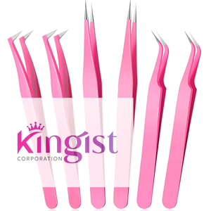 Ensemble de pinces à cils avec étui, logo personnalisé, acier inoxydable bleu, logo sur mesure - Product Image 1