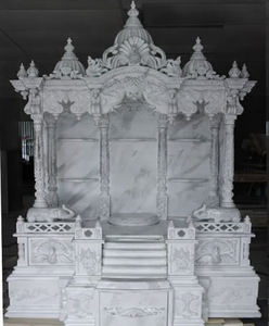 Traditional White Marble Finish <b>Mandir</b> White Dom Style Temple for Home Decor Excellent Teak Wood Temple for Home Furniture USA - Product Image 1