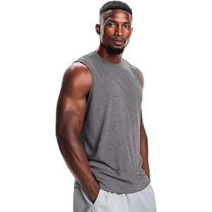Débardeur Stringer de Gym Personnalisé pour Homme, Coton Lourd 100%, Dos en Y Profond, Gilet de Musculation OEM - Product Image 3