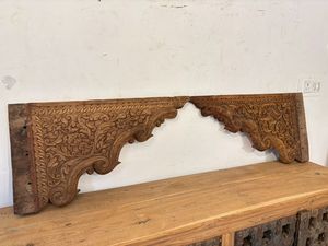 Panel de arco de madera tallado a mano antiguo, marco de puerta indio vintage, decoración de pared, acento arquitectónico rústico. - Product Image 2