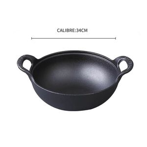 WANGYUANJI Pentola Yuanbao in Ghisa da 34 cm, Non Rivestita, Antiaderente, per Zuppe e Brodi, Adatta a Gas e Induzione, per Cottura di Porridge e Salse - Product Image 2