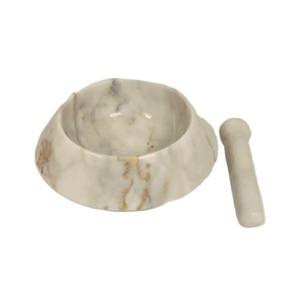 Broyeur d'épices Cheetah Mortier blanc Ensemble de pilons Moulin à épices en pierre de granit naturel pour cuisine restaurant - Product Image 5