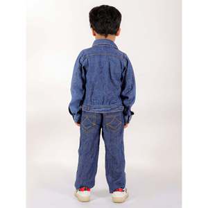 Ensemble veste et jean en denim pour homme, bleu, manches longues, orné d'un motif œil maléfique - Product Image 2