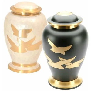 โกศทองเหลืองลายดิฟฟี่สีดำและครีมสำหรับบรรจุอัฐิผู้ใหญ่ ขายส่ง - Product Image 1