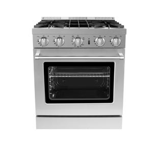 فرن يعمل بالغاز قائم بذاته 30 بوصة Cu.Ft مع 4 موقد شعلة مصدر طاقة كهربائية للاستخدام المنزلي - Product Image 1