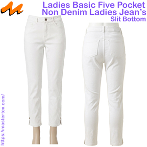Pantalon Femme Cinq Poches à Fente, Coupe Slim, Tissu Respirant Non-Denim, Coton Spandex, Idéal Printemps-Été, Grammage 7.81 oz - Product Image 2