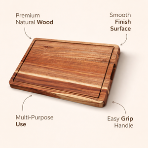 Bandeja de Servir de Madera Ecológica con Ranura para Jugo |   Tabla de Cortar Multiusos de Madera Maciza para Cocina |   Seguro para alimentos y de larga duración - Product Image 5