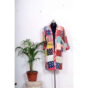 Vestido Kimono de Lujo con Estampado Floral, 100% Algodón, Estilo Kantha, para Mujer, Ropa de Dormir Bohemia para Playa, con Cinturón - Product Image 1