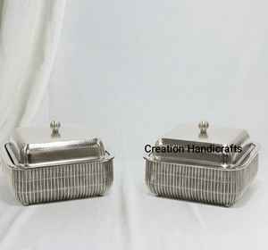 Cazuela Cuadrada de Metal de Lujo con Tapa, Acabado Dorado, Servidor de Buffet, Plato para Servir, Recipiente Interior de Acero Inoxidable para Calentar Alimentos, para Hotel - Product Image 4