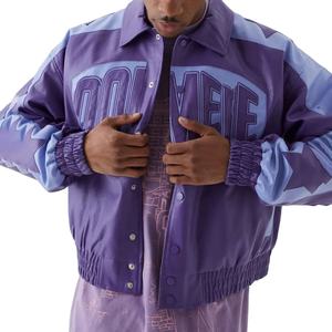 Blouson universitaire avec logo personnalisé de haute qualité en cuir PU Blouson bombardier de baseball Letterman veste en cuir universitaire en relief 3D pour hommes - Product Image 2