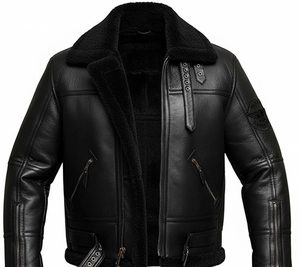 Classic Trucker Leather Winter <b>Jacket</b> Men Genuine <b>Sheepskin</b> Shirt Collar Casual Lightweight Smooth Winter <b>Jacket</b> - Product Image 3